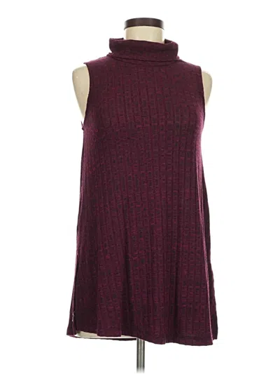 Pre-owned Chenault Sleeveless Top Burgundy Turtleneck Tops