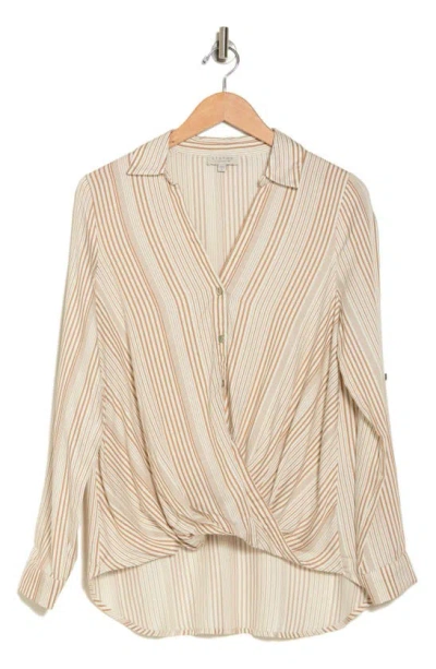 Chenault Stripe Top In Taupe/ Cream