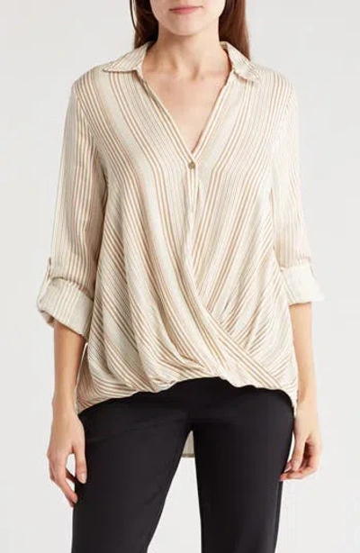 Chenault Stripe Top In Taupe/cream