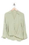 Chenault Surplice Long Sleeve Wrap Top In Light Sage/sage