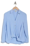 Chenault Surplice Long Sleeve Wrap Top In Sky Blue
