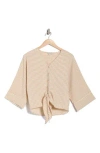 Chenault Tie Front Seersucker Top In Brown