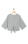 Chenault Tie Front Seersucker Top In Gray