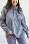 Cherish Cozy On The Run Shift Top In Charcoal In Pink
