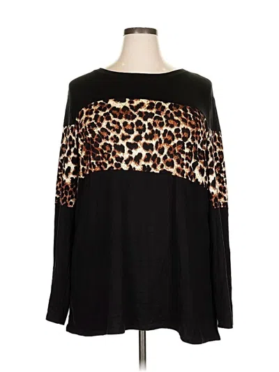 Pre-owned Cherish Long Sleeve Top Black Crew Neck Tops