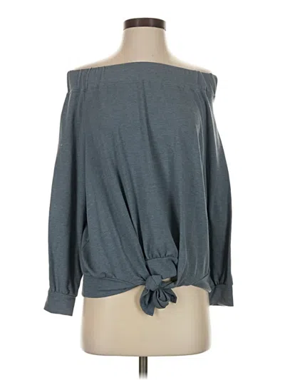 Pre-owned Cherish Long Sleeve Top Gray Off The Shoulder Neckline Tops