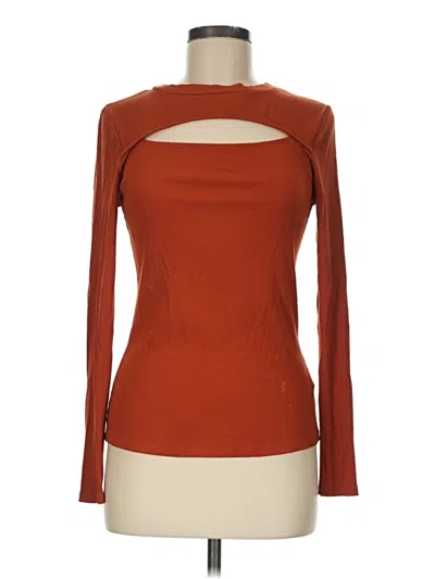 Pre-owned Cherish Long Sleeve Top Orange Keyhole Neckline Tops