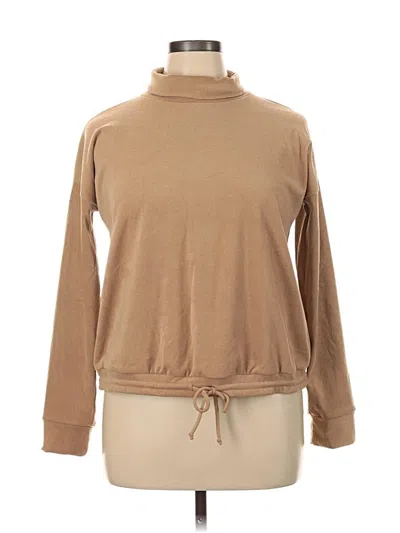 Pre-owned Cherish Long Sleeve Top Tan Turtleneck Tops In Brown