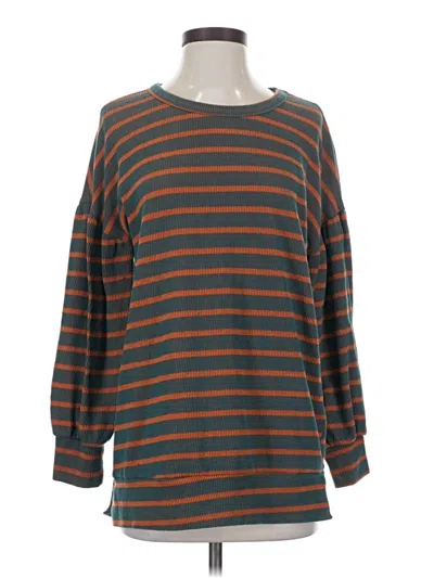 Pre-owned Cherish Long Sleeve Top Teal Boatneck Tops In Blue