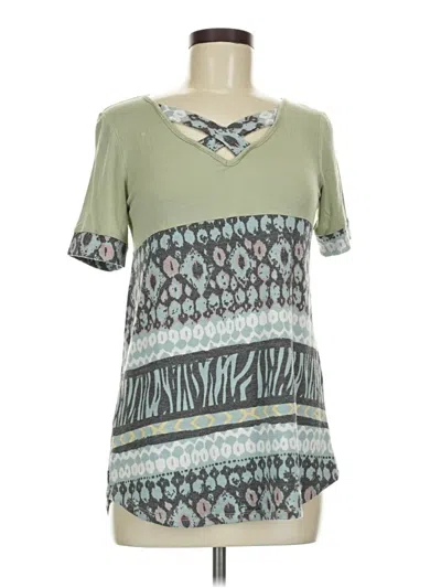 Pre-owned Cherish Short Sleeve Blouse In Green