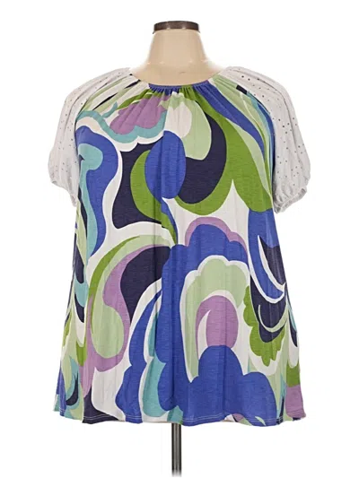 Pre-owned Cherish Short Sleeve Blouse In Green