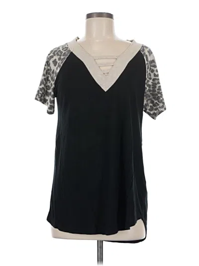 Pre-owned Cherish Short Sleeve Top Black Cold Shoulder Neckline Tops