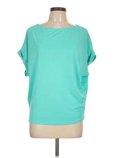 Cherish Short Sleeve Top Teal Boatneck Tops In Blue