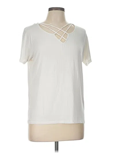 Pre-owned Cherish Short Sleeve Top White Keyhole Neckline Tops