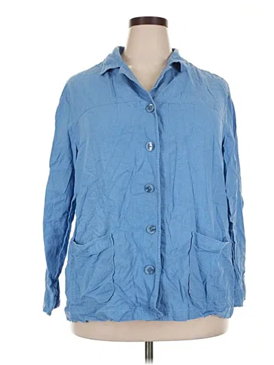 Pre-owned Cherokee 3/4 Sleeve Button Down Shirt In Blue