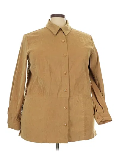 Pre-owned Cherokee 3/4 Sleeve Button Down Shirt In Tan