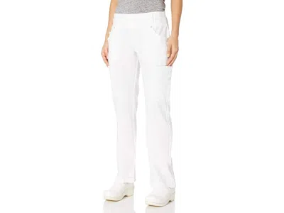 Cherokee Iflex Women Scrubs Pant Mid Rise Straight Leg Pull-on Ck002 Women's Clothing White: Xs, Polyester/sp