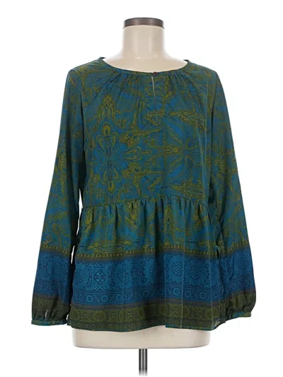 Pre-owned Cherokee Long Sleeve Blouse In Teal