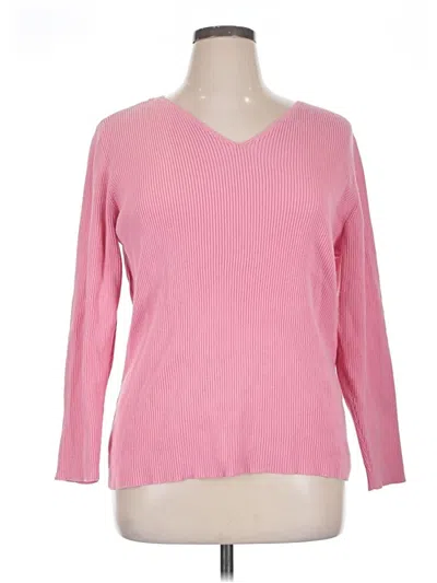 Pre-owned Cherokee Long Sleeve Top Pink V Neck Tops