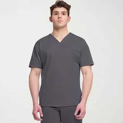 Cherokee Mens Big And Tall V Neck Short Sleeve Scrub Top In Gray
