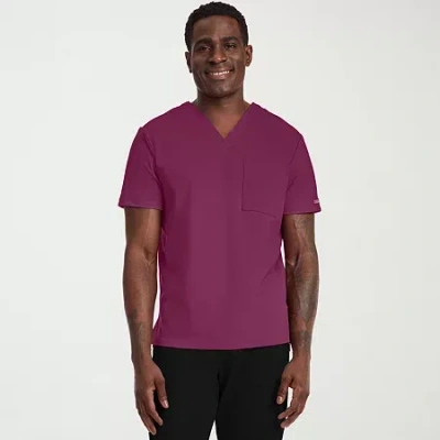 Cherokee Mens Big And Tall V Neck Short Sleeve Scrub Top In Pink