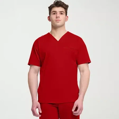 Cherokee Mens Big And Tall V Neck Short Sleeve Scrub Top In Red