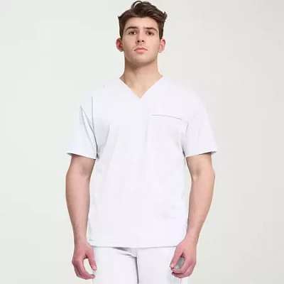 Cherokee Mens Big And Tall V Neck Short Sleeve Scrub Top In White