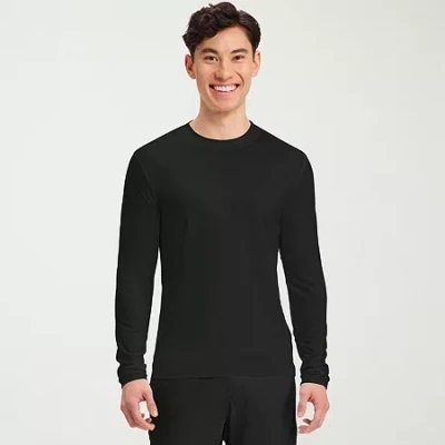 Cherokee Mens Round Neck Long Sleeve Scrub Top In Black