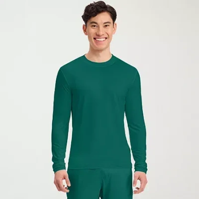 Cherokee Mens Round Neck Long Sleeve Scrub Top In Green