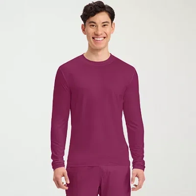Cherokee Mens Round Neck Long Sleeve Scrub Top In Purple