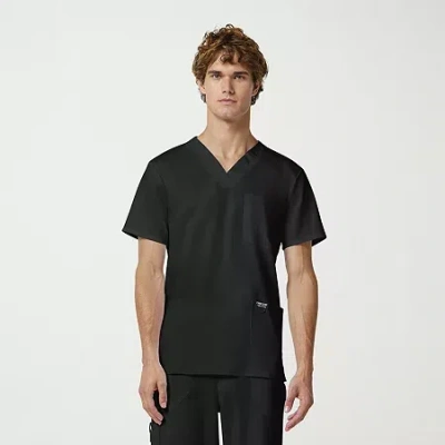 Cherokee Mens V Neck Short Sleeve Scrub Top In Black
