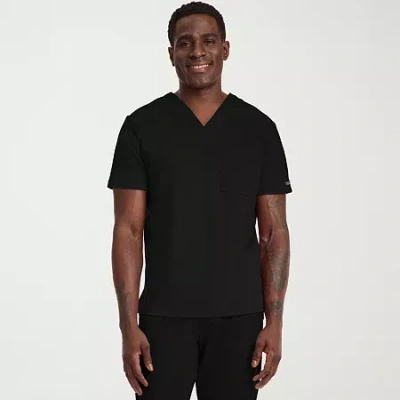 Cherokee Mens V Neck Short Sleeve Scrub Top In Black