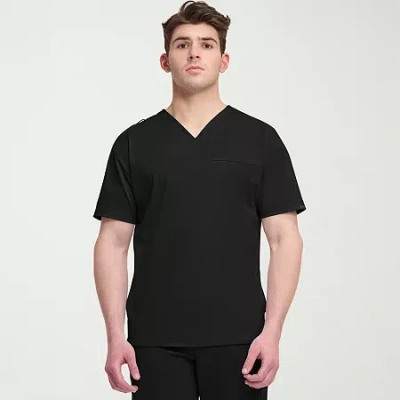 Cherokee Mens V Neck Short Sleeve Scrub Top In Black