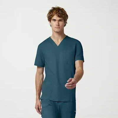 Cherokee Mens V Neck Short Sleeve Scrub Top In Blue