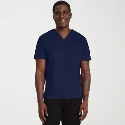 Cherokee Mens V Neck Short Sleeve Scrub Top In Blue