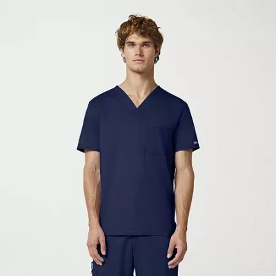 Cherokee Mens V Neck Short Sleeve Scrub Top In Blue
