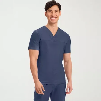 Cherokee Mens V Neck Short Sleeve Scrub Top In Blue
