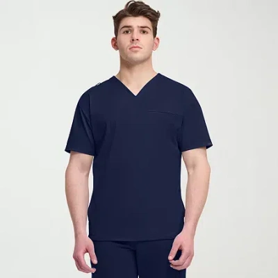Cherokee Mens V Neck Short Sleeve Scrub Top In Blue