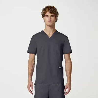 Cherokee Mens V Neck Short Sleeve Scrub Top In Gray
