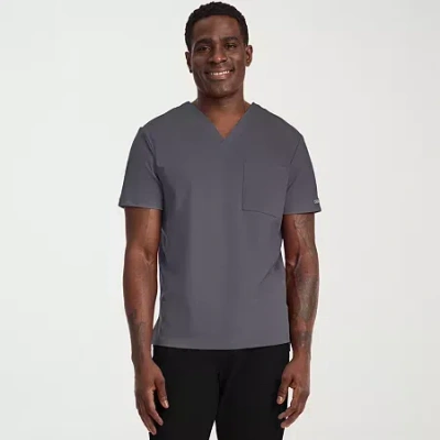 Cherokee Mens V Neck Short Sleeve Scrub Top In Gray
