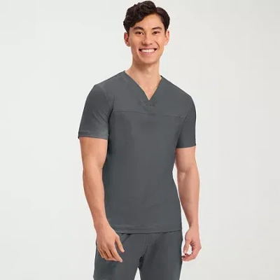 Cherokee Mens V Neck Short Sleeve Scrub Top In Gray
