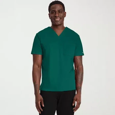 Cherokee Mens V Neck Short Sleeve Scrub Top In Green