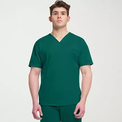 Cherokee Mens V Neck Short Sleeve Scrub Top In Green