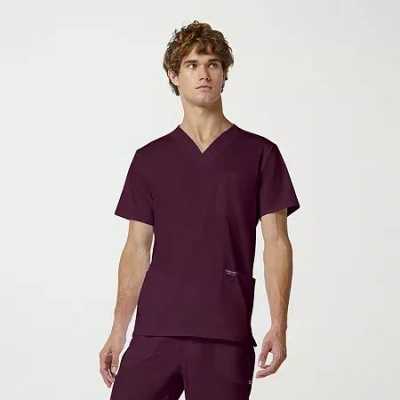 Cherokee Mens V Neck Short Sleeve Scrub Top In Purple