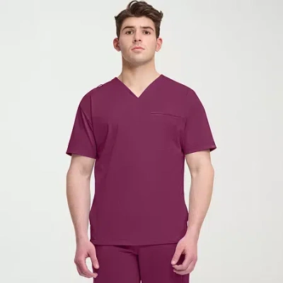 Cherokee Mens V Neck Short Sleeve Scrub Top In Purple