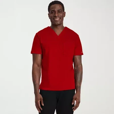 Cherokee Mens V Neck Short Sleeve Scrub Top In Red
