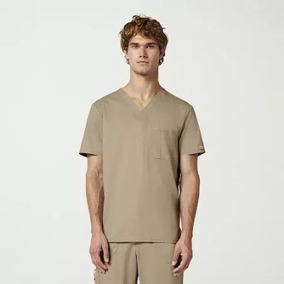 Cherokee Mens V Neck Short Sleeve Scrub Top In Brown