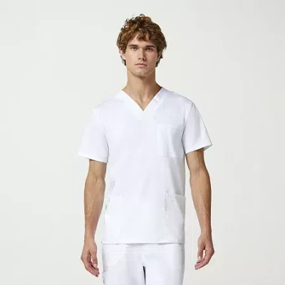Cherokee Mens V Neck Short Sleeve Scrub Top In White