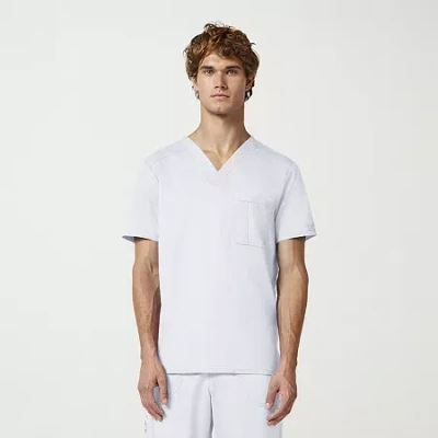Cherokee Mens V Neck Short Sleeve Scrub Top In White