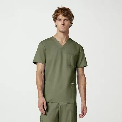 Cherokee Mens V Neck Short Sleeve Scrub Top In Green